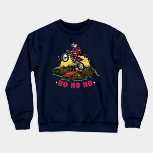 Motocross Santa Claus Making a Bike Jump Crewneck Sweatshirt